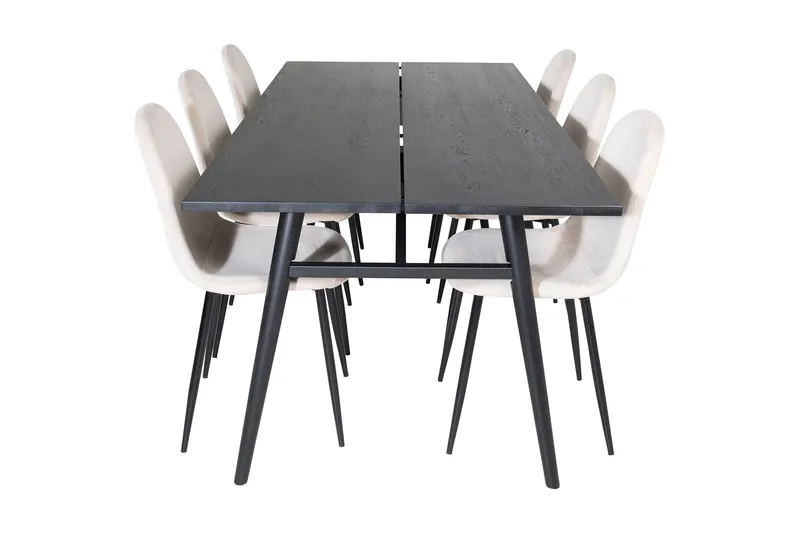 Zenazmi Matgrupp 195 cm inkl 6 Pontus Stolar - Svart/Beige - Möbler - Matplats - Matgrupp & matbord med stolar