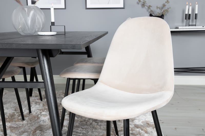 Zenazmi Matgrupp 195 cm inkl 6 Pontus Stolar - Svart/Beige - Möbler - Matplats - Matgrupp & matbord med stolar