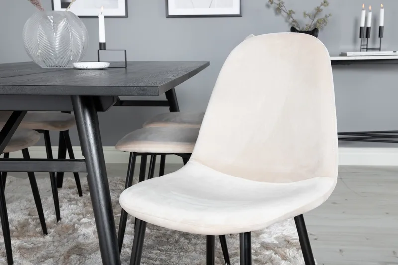 Zenazmi Matgrupp 195 cm inkl 6 Pontus Stolar - Svart/Beige - Möbler - Matplats - Matgrupp & matbord med stolar