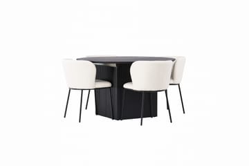 Matilda Matgrupp 130 cm Rund med 4 Edina Stolar - Svart - Möbler - Matplats - Matgrupp & matbord med stolar