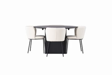 Matilda Matgrupp 130 cm Rund med 4 Edina Stolar - Svart - Möbler - Matplats - Matgrupp & matbord med stolar