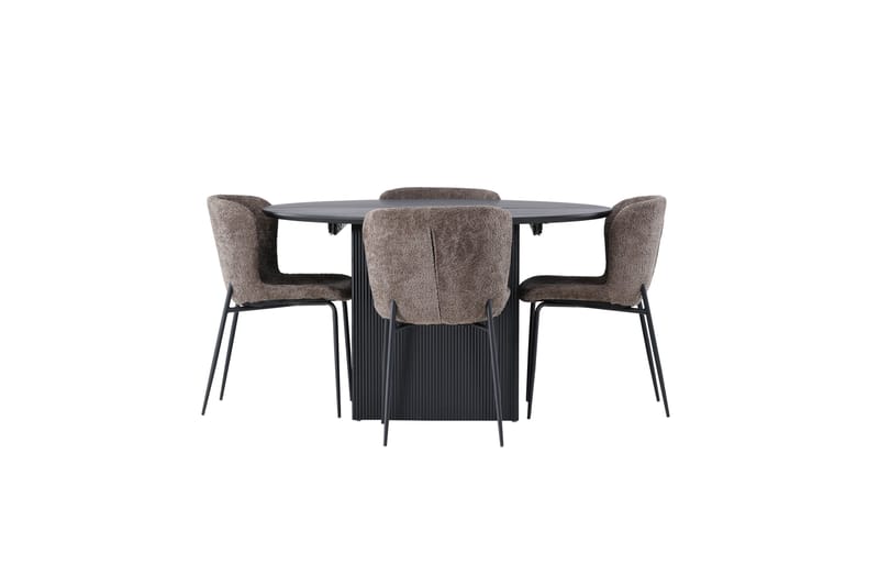 Matilda Matgrupp 130 cm Rund med 4 Modesto Stolar - Svart - Möbler - Matplats - Matgrupp & matbord med stolar