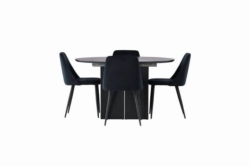 Matilda Matgrupp 130 cm Rund med 4 Night Stolar, Svart