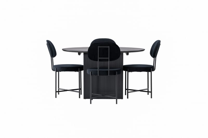 Matilda Matgrupp 130 cm Rund med 4 Stella Stolar - Svart - Möbler - Matplats - Matgrupp & matbord med stolar