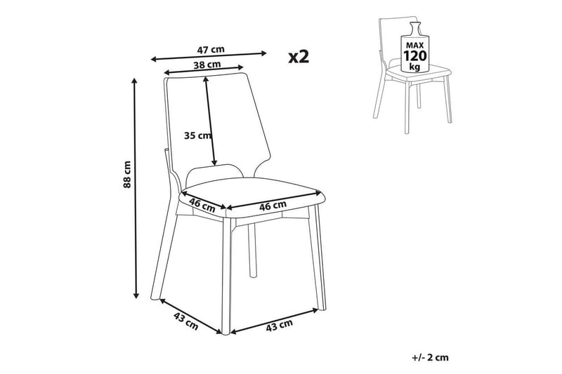 Matsalsstol Abee set om 2 Grå-Mörkt Trä - Grå-Mörkt Trä - Möbler - Matplats - Matstol & köksstol