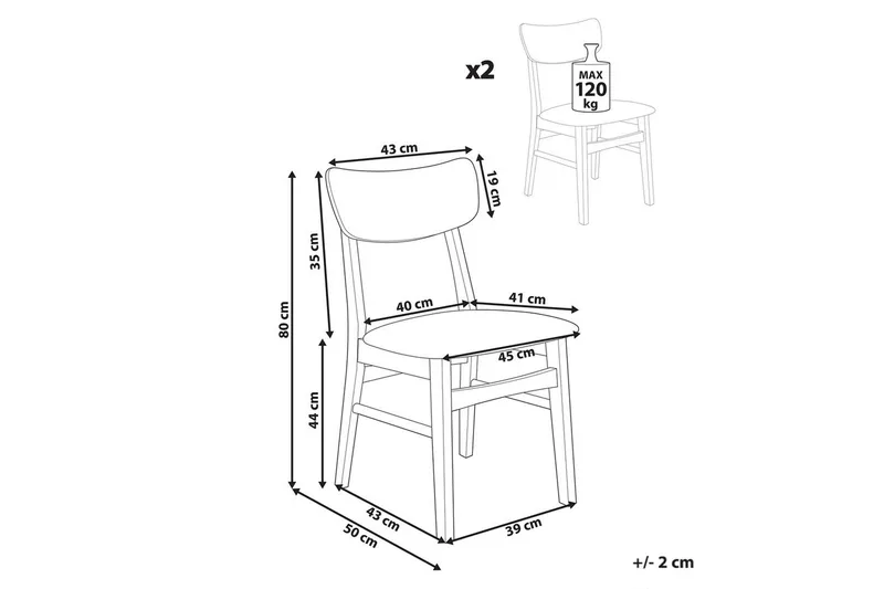 Matsalsstol Anoka set om 2 Mörk Trä-Beige - Mörk Trä-Beige - Möbler - Matplats - Matstol & köksstol