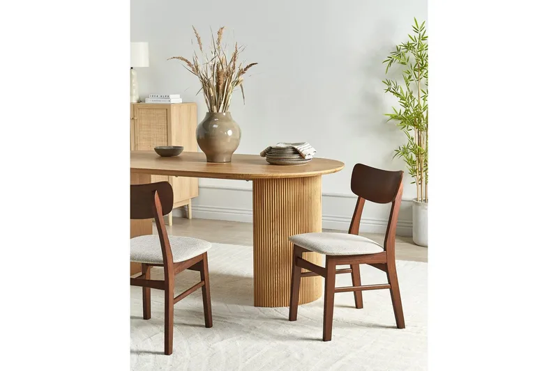 Matsalsstol Anoka set om 2 Mörk Trä-Beige - Mörk Trä-Beige - Möbler - Matplats - Matstol & köksstol