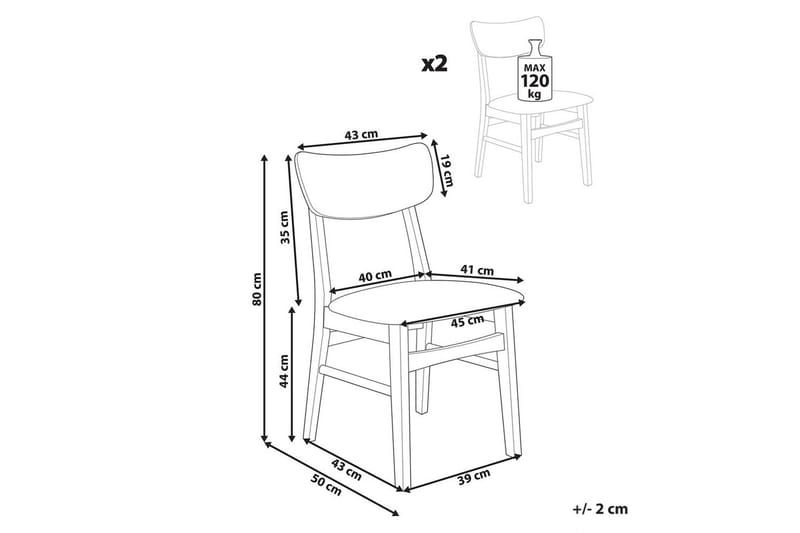 Matsalsstol Anoka set om 2 Mörkt Trä-Grått - Mörkt Trä-Grått - Möbler - Matplats - Matstol & köksstol