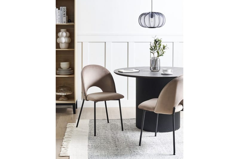 Matsalsstol Covelo set om 2 Beige-Svart - Beige-Svart - Möbler - Matplats - Matstol & köksstol