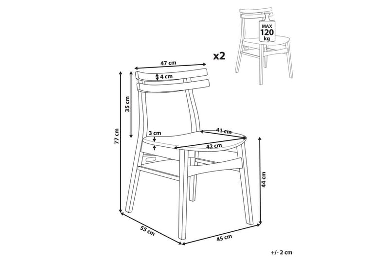 Matsalsstol Cynthiana set om 2 Mörk Trä-Beige - Mörk Trä-Beige - Möbler - Matplats - Matstol & köksstol