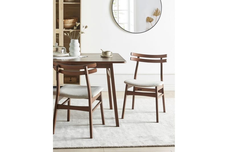 Matsalsstol Cynthiana set om 2 Mörk Trä-Beige - Mörk Trä-Beige - Möbler - Matplats - Matstol & köksstol
