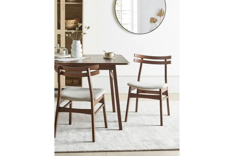 Matsalsstol Cynthiana set om 2 Mörk Trä-Beige - Mörk Trä-Beige - Möbler - Matplats - Matstol & köksstol