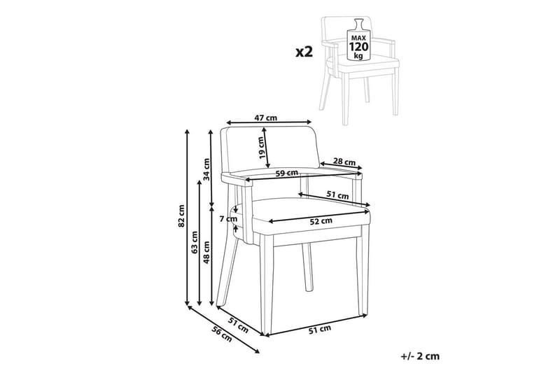Matsalsstol Dalbo set om 2 Beige-Mörkt Trä - Beige-Mörkt Trä - Möbler - Matplats - Matstol & köksstol