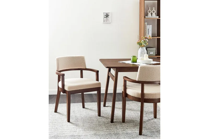 Matsalsstol Dalbo set om 2 Beige-Mörkt Trä - Beige-Mörkt Trä - Möbler - Matplats - Matstol & köksstol