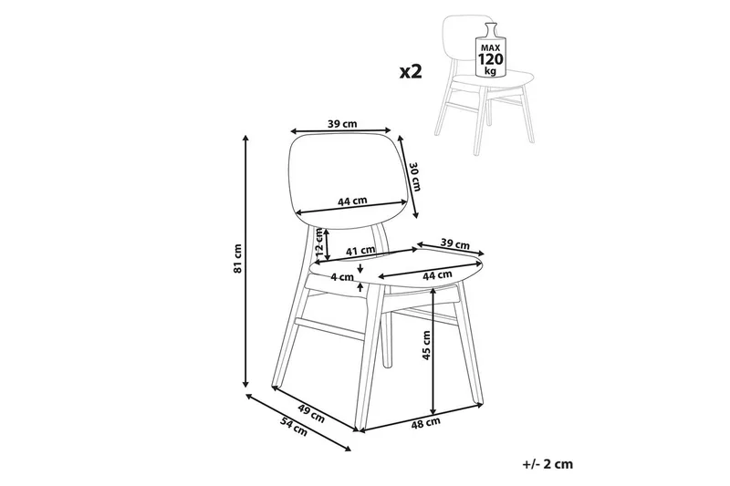 Matsalsstol Ella set om 2 Mörk Trä-Beige - Mörk Trä-Beige - Möbler - Matplats - Matstol & köksstol