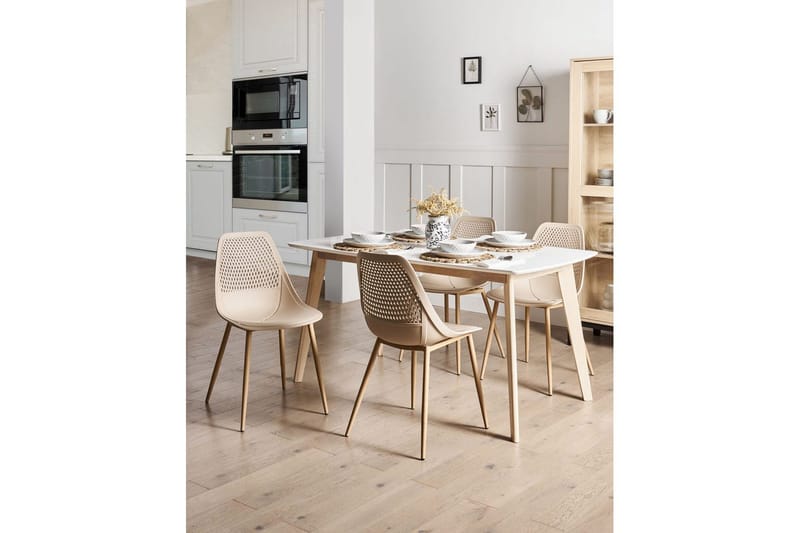 Matsalsstol Hazelton set om 4 Beige-Ljust Trä - Beige-Ljust Trä - Möbler - Matplats - Matstol & köksstol