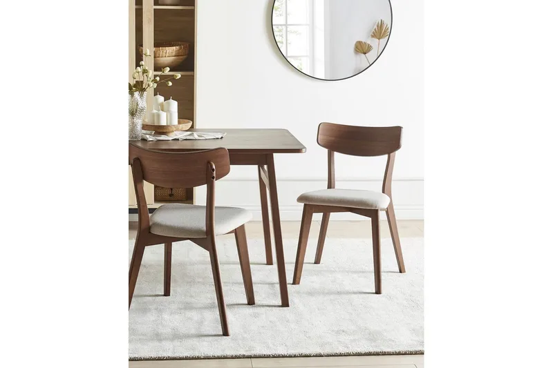 Matsalsstol Hope set om 2 Mörk Trä-Beige - Mörk Trä-Beige - Möbler - Matplats - Matstol & köksstol