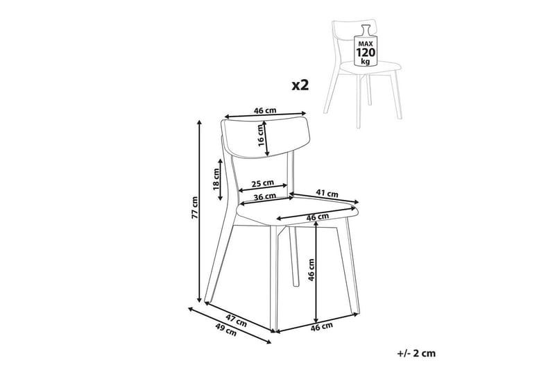Matsalsstol Hope set om 2 Mörk Trä-Beige - Mörk Trä-Beige - Möbler - Matplats - Matstol & köksstol
