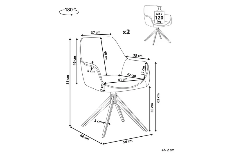 Matsalsstol Jodar set om 2 Taupe-Svart - Taupe-Svart - Möbler - Matplats - Matstol & köksstol