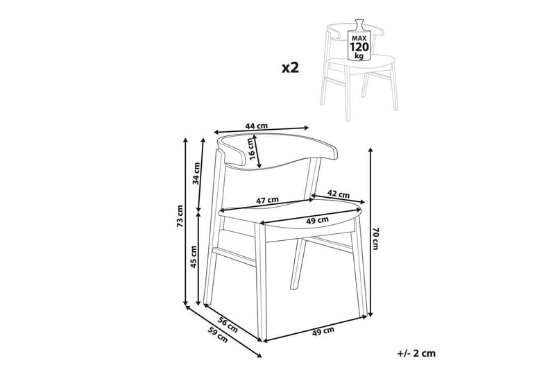 Matsalsstol Lilly set om 2 Grå-Ljust Trä - Grå-Ljust Trä - Möbler - Matplats - Matstol & köksstol