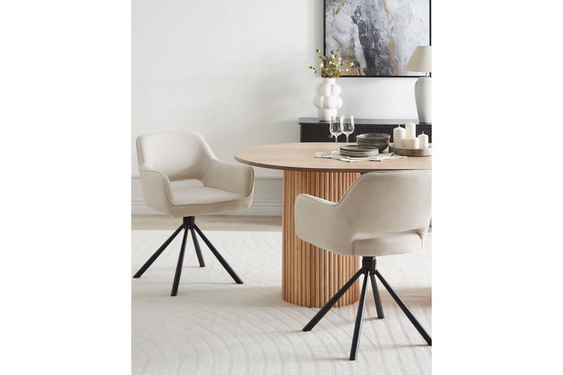 Matsalsstol Loures set om 2 Beige-Svart - Beige-Svart - Möbler - Matplats - Matstol & köksstol