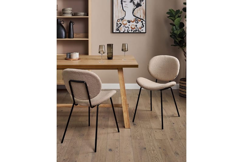 Matsalsstol Luana set om 2 Beige-Svart - Beige-Svart - Möbler - Matplats - Matstol & köksstol