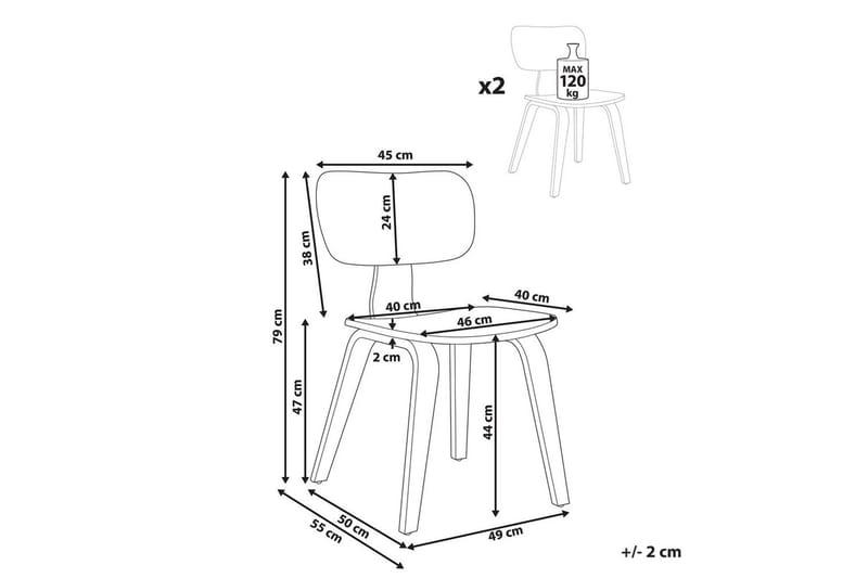 Matsalsstol Lucinda set om 2 Beige-Mörkt Trä - Beige-Mörkt Trä - Möbler - Matplats - Matstol & köksstol