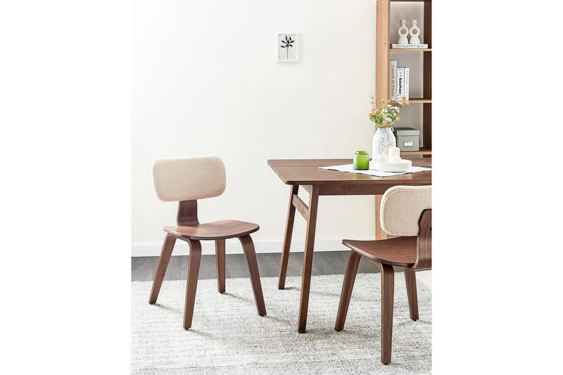 Matsalsstol Lucinda set om 2 Beige-Mörkt Trä - Beige-Mörkt Trä - Möbler - Matplats - Matstol & köksstol