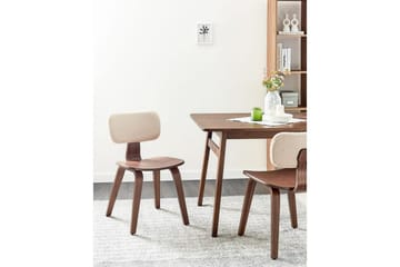 Matsalsstol Lucinda set om 2 Beige-Mörkt Trä - Beige-Mörkt Trä - Möbler - Matplats - Matstol & köksstol