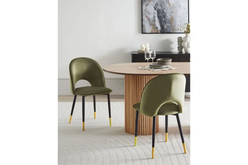 Matsalsstol Magalia set om 2 Grön-Svart-Guld - Grön-Svart-Guld - Möbler - Matplats - Matstol & köksstol