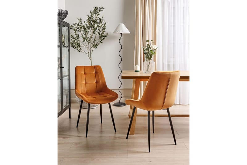 Matsalsstol Melrose set om 2 Orange-Svart - Orange-Svart - Möbler - Matplats - Matstol & köksstol