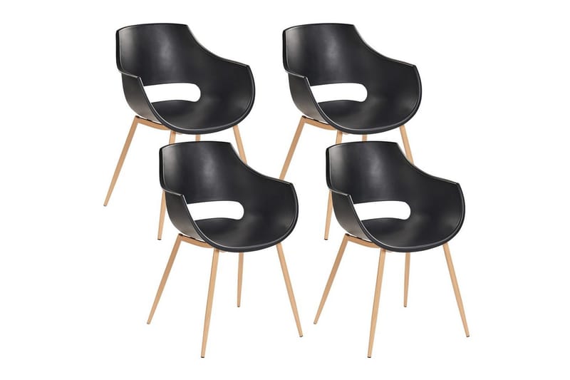 Matsalsstol Millers set om 4 Svart-Ljust Trä, Svart-Ljust Trä