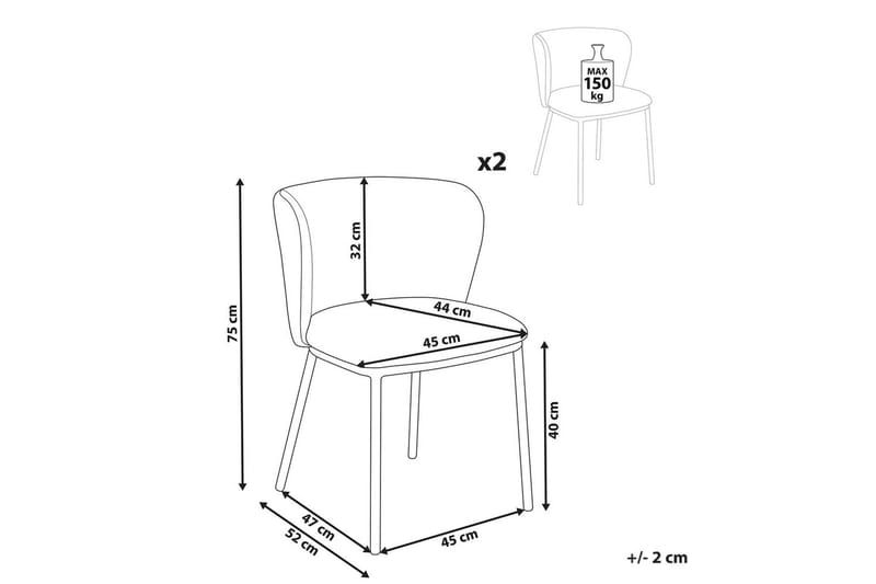 Matsalsstol Mina set om 2 Blå/Svart - Blå/Svart - Möbler - Matplats - Matstol & köksstol