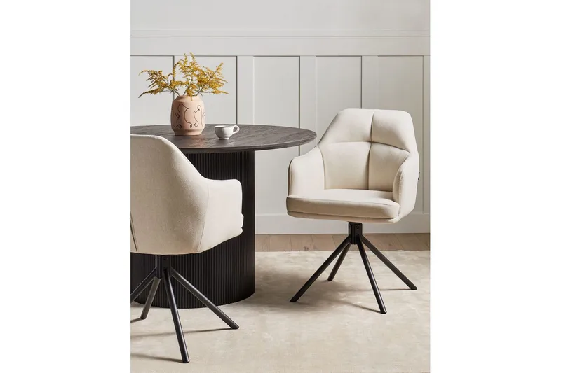 Matsalsstol Mira set om 2 Beige-Svart - Beige-Svart - Möbler - Matplats - Matstol & köksstol