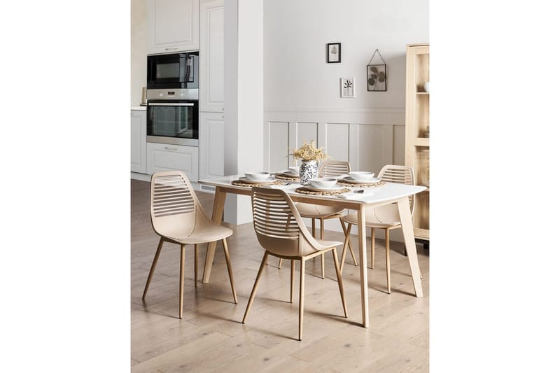 Matsalsstol Montello set om 4 Beige-Ljust Trä - Beige-Ljust Trä - Möbler - Matplats - Matstol & köksstol