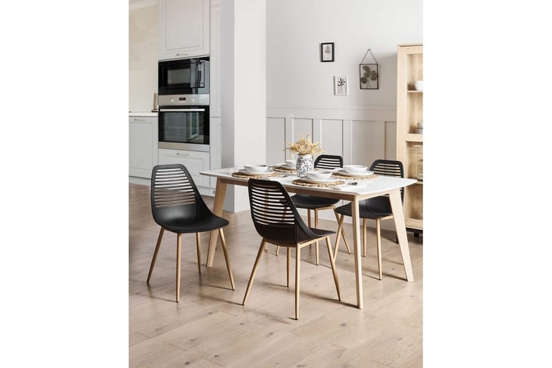 Matsalsstol Montello set om 4 Svart-Ljust Trä - Svart-Ljust Trä - Möbler - Matplats - Matstol & köksstol