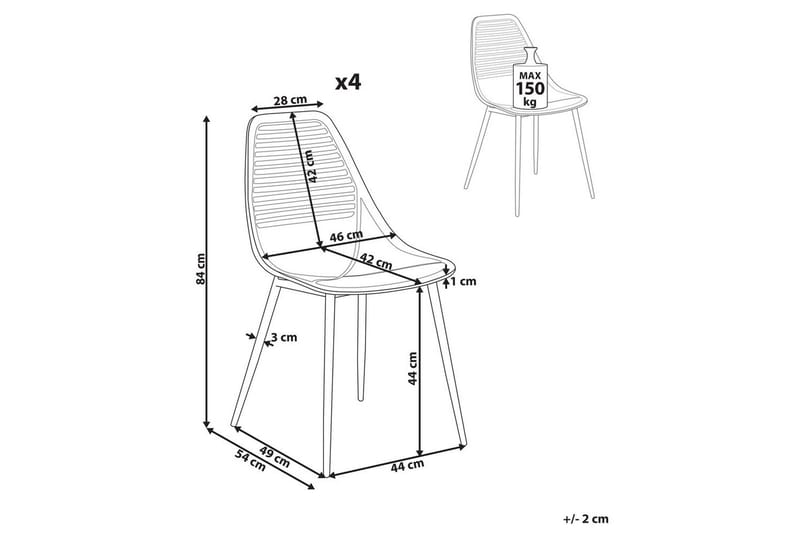 Matsalsstol Montello set om 4 Svart-Ljust Trä - Svart-Ljust Trä - Möbler - Matplats - Matstol & köksstol