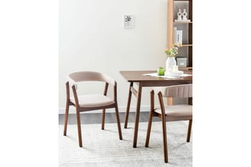 Matsalsstol Mylo set om 2 Beige-Mörkt Trä - Beige-Mörkt Trä - Möbler - Matplats - Matstol & köksstol