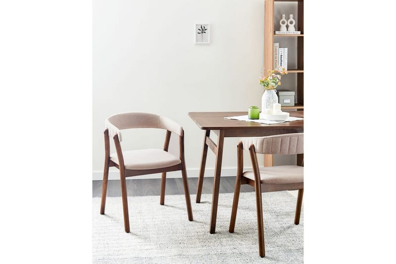 Matsalsstol Mylo set om 2 Beige-Mörkt Trä - Beige-Mörkt Trä - Möbler - Matplats - Matstol & köksstol