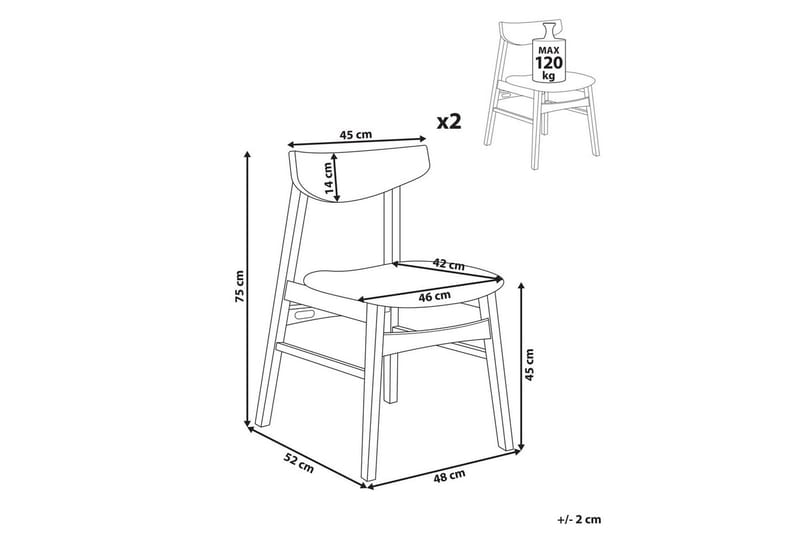Matsalsstol Smiley set om 2 Mörkt Trä-Grått - Mörkt Trä-Grått - Möbler - Matplats - Matstol & köksstol
