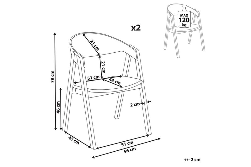 Matsalsstol Yuba set om 2 Grå-Mörkt Trä - Grå-Mörkt Trä - Möbler - Matplats - Matstol & köksstol