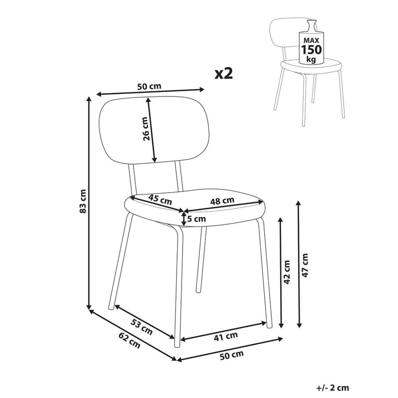 Matstol Adair 2-pack - Beige, svart - Möbler - Matplats - Matstol & köksstol