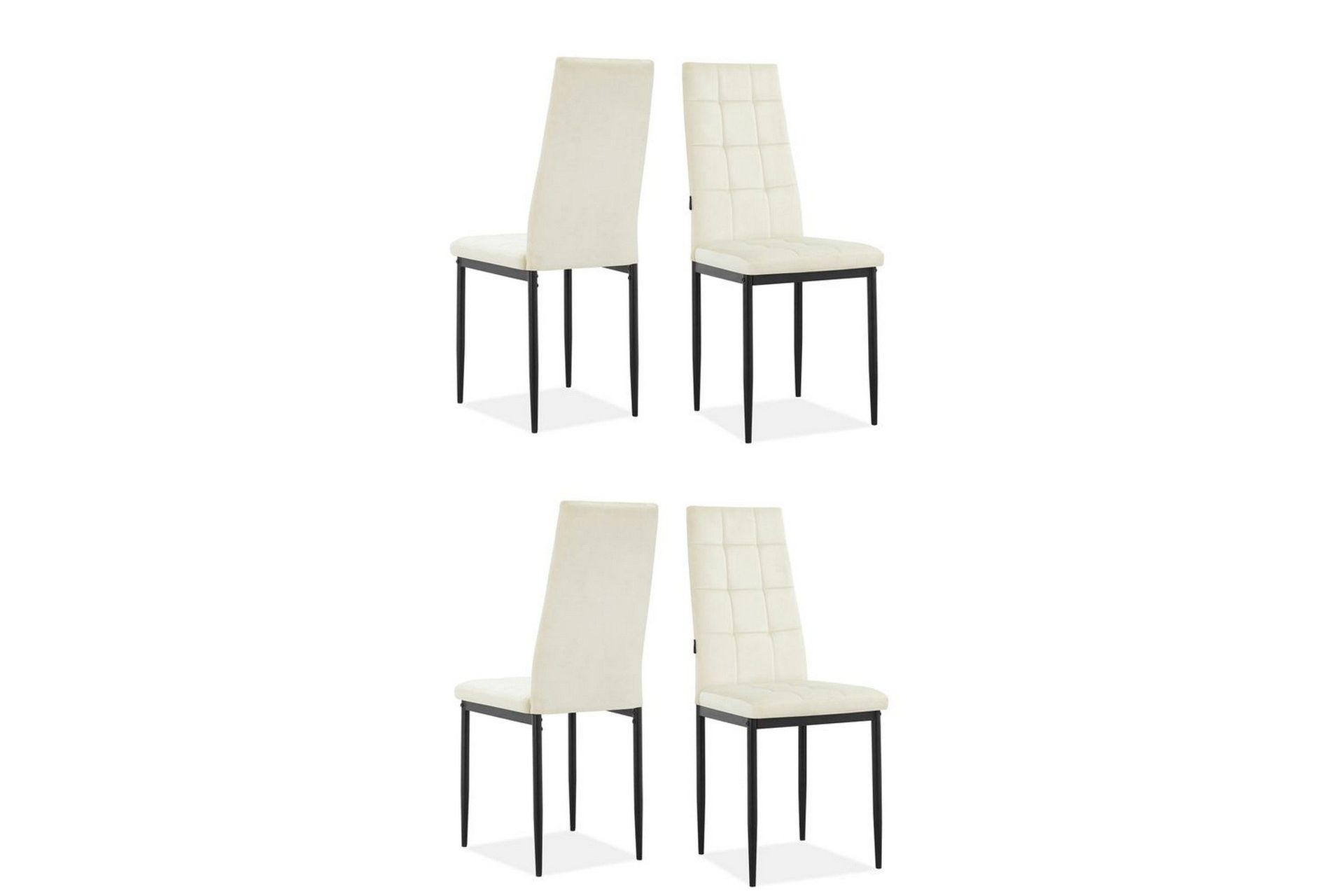 matstol becca set om 4 sammet/metall, kräm - sammet/metall, kräm