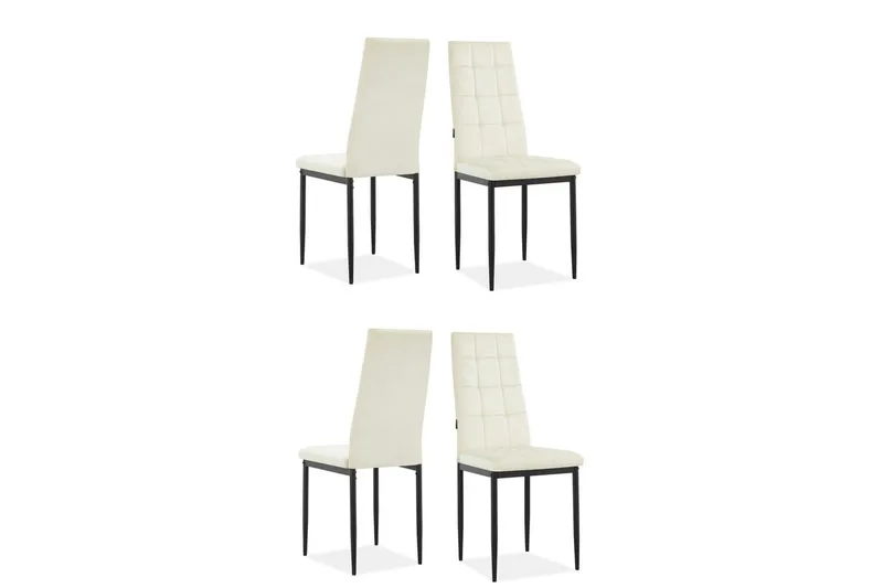 Matstol Becca set om 4 Sammet/metall, Kräm, Sammet/metall, Kräm