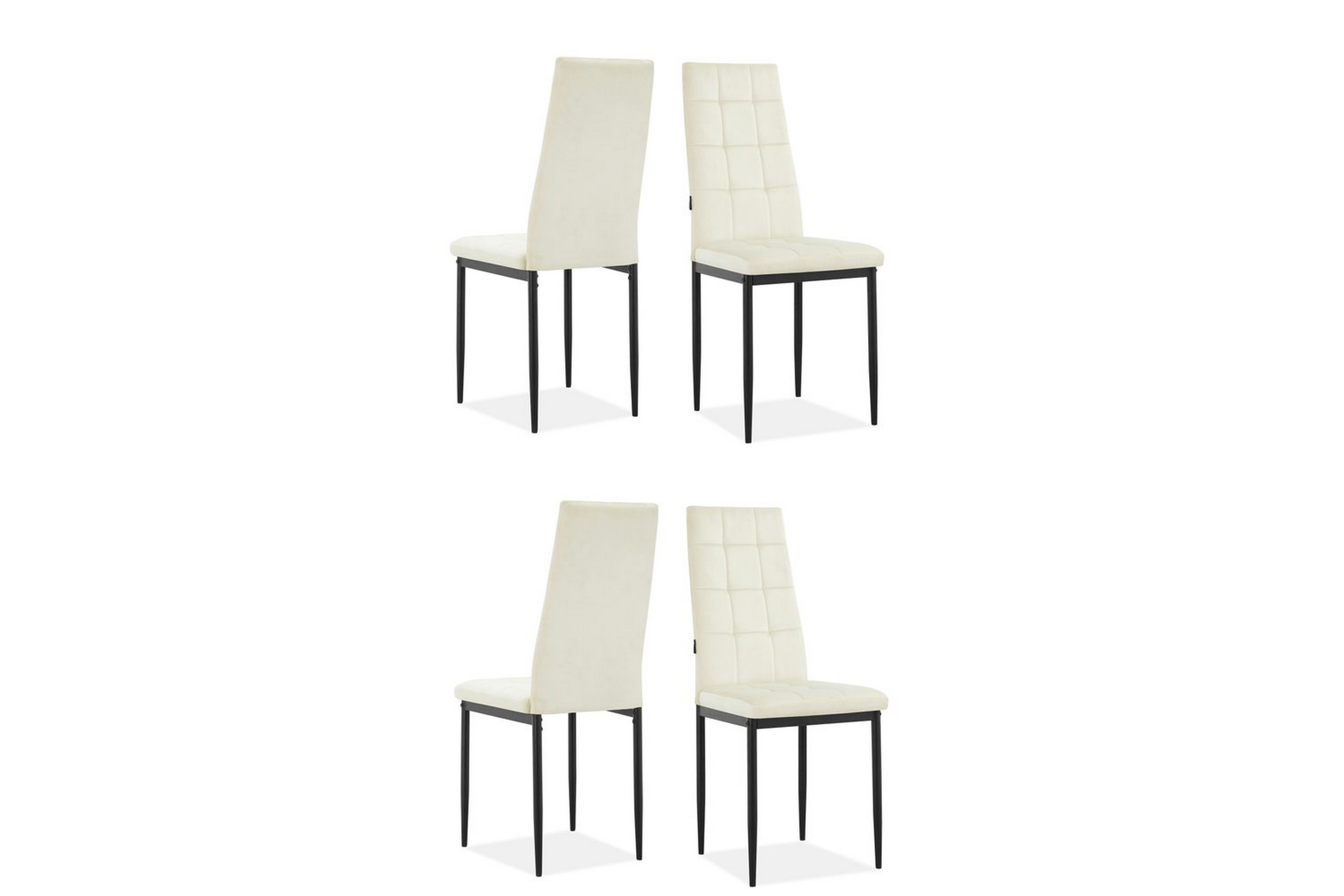 matstol becca set om 4 sammet/metall, kräm - sammet/metall, kräm