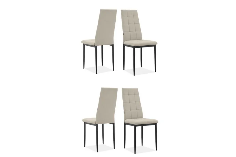 Matstol Becca set om 4 Tyg/Metall, Kräm, Tyg/Metall, Kräm