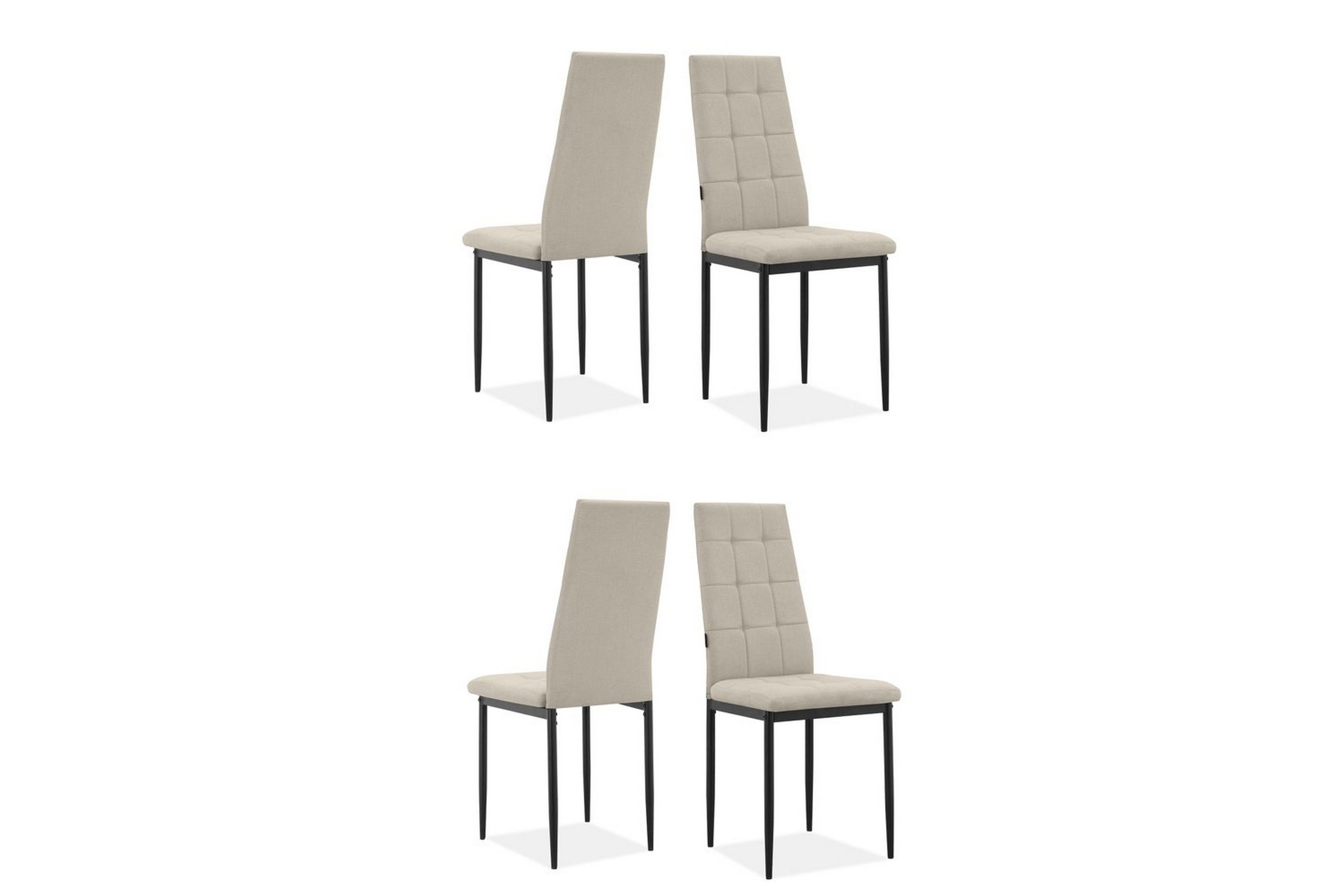 matstol becca set om 4 tyg/metall, kräm - tyg/metall, kräm