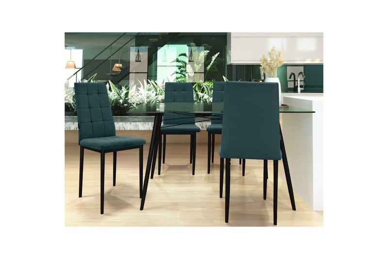 Matstol Becca set om 4 Tyg/Metall, Mörkgrön - Tyg/Metall, Mörkgrön - Möbler - Matplats - Matstol & köksstol