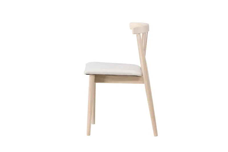 Matstol utan armstöd Peach Flora Dining Chair - Whitewash Legs / Beige Fabric Whitewash - Möbler - Matplats - Matstol & köksstol