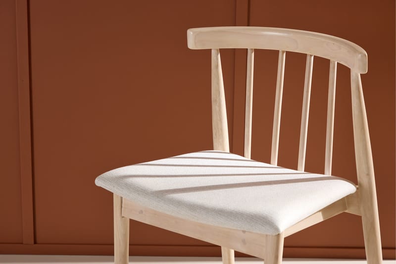 Matstol utan armstöd Peach Flora Dining Chair - Whitewash Legs / Beige Fabric Whitewash - Möbler - Matplats - Matstol & köksstol